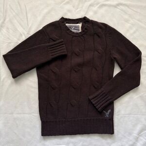 American Eagle Cable Knit Wool Cashmere Blend Fisherman Sweater M Cabincore H